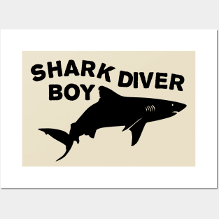 Shark diver boy Posters and Art